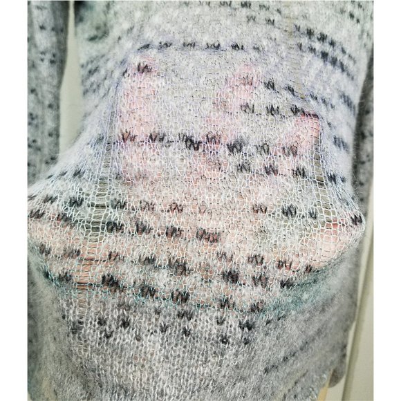 Free People Womens Sweater Top Blue Moon Crochet Knit Mohair Blend S - Picture 11 of 11